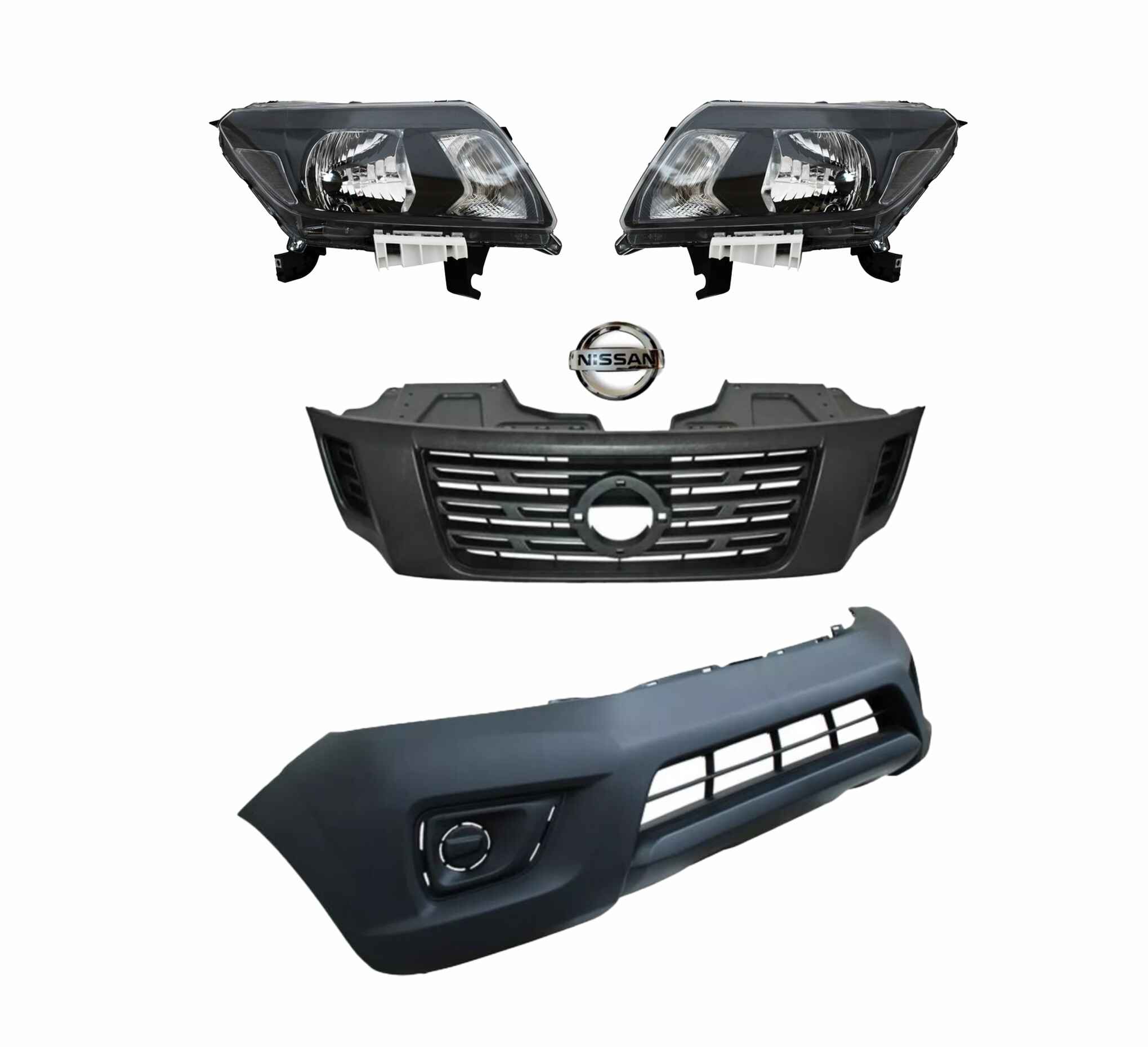 Fascia Np300 Con Faros Negro Y Parrilla Gris