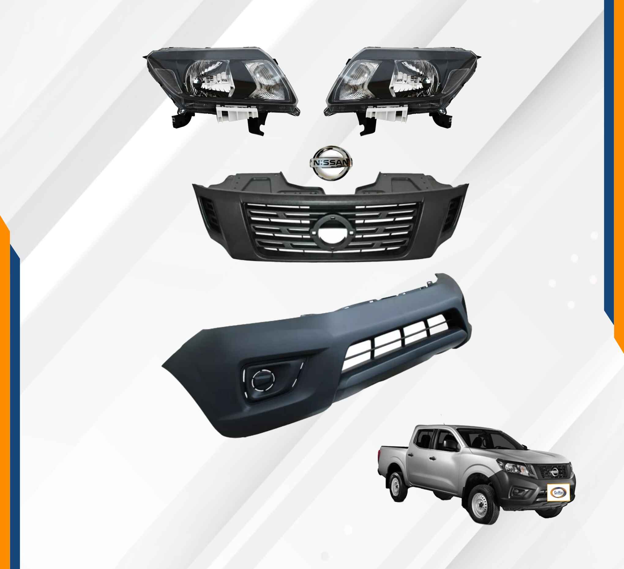 Foto 3 pulgar | Fascia Np300 Con Faros Negro Y Parrilla Gris