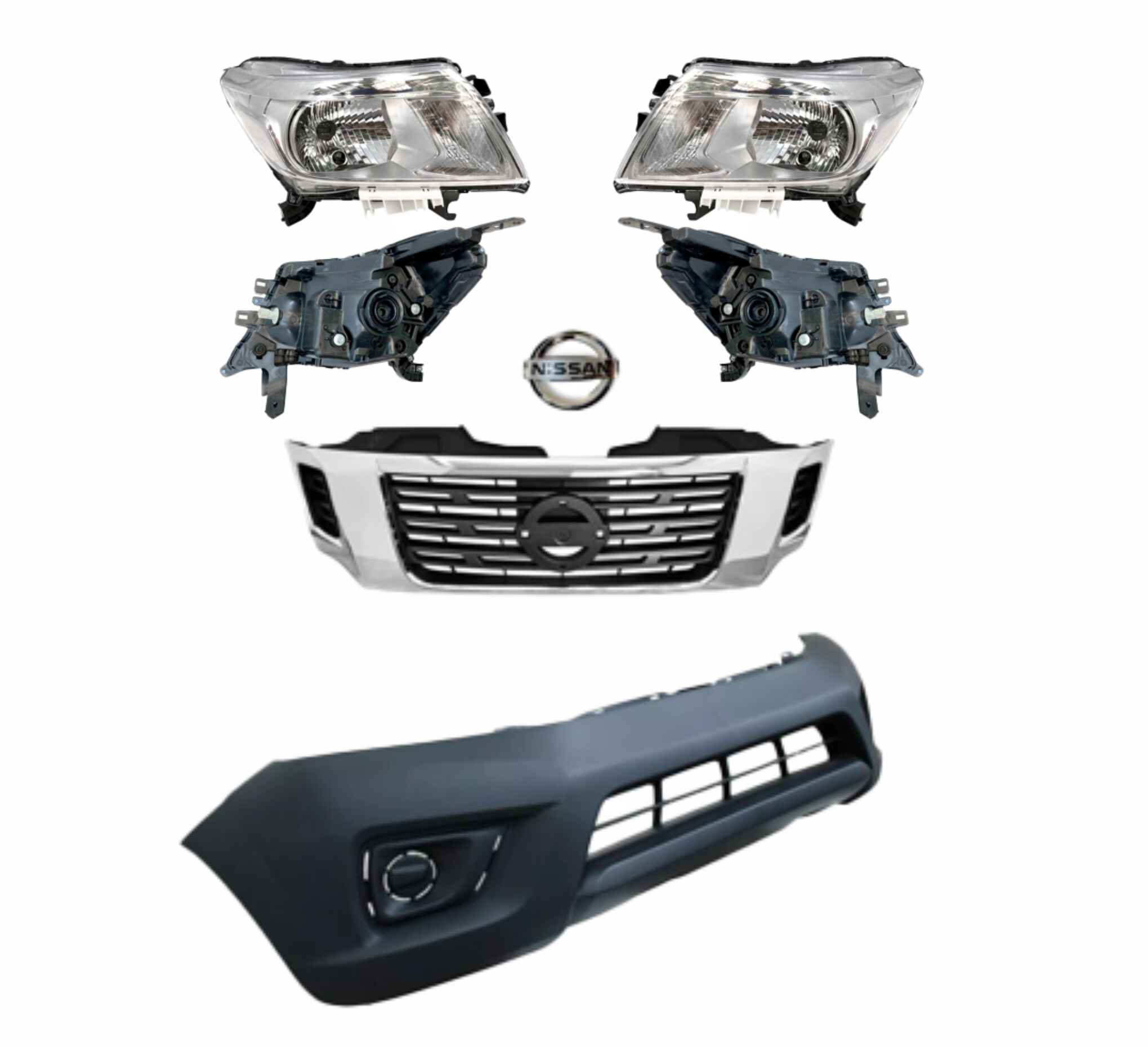 Fascia Np300 Con Faros Cromo Y Parrilla Cromo
