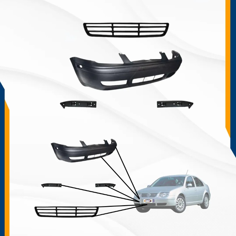 Foto 3 pulgar | Fascia Delantera Jetta A4 99-07 Negra Con Rejillas Y Loderas