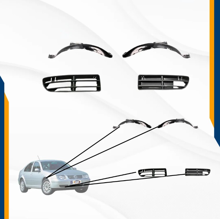 Foto 4 pulgar | Fascia Delantera Jetta A4 99-07 Negra Con Rejillas Y Loderas