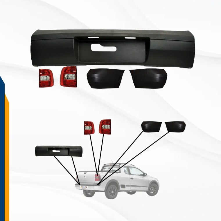 Foto 3 | Fascia Delantera Y Trasera Saveiro 09 - 16 Con Faros Y Calaveras