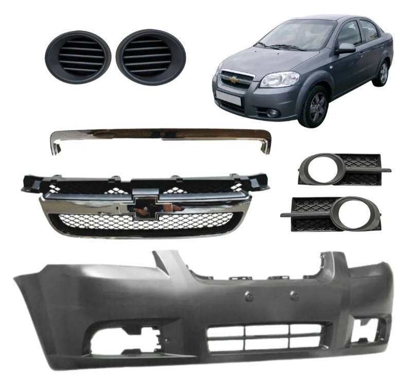 Fascia para Aveo 08 09 10 11 con Rejillas y Parrilla Completa