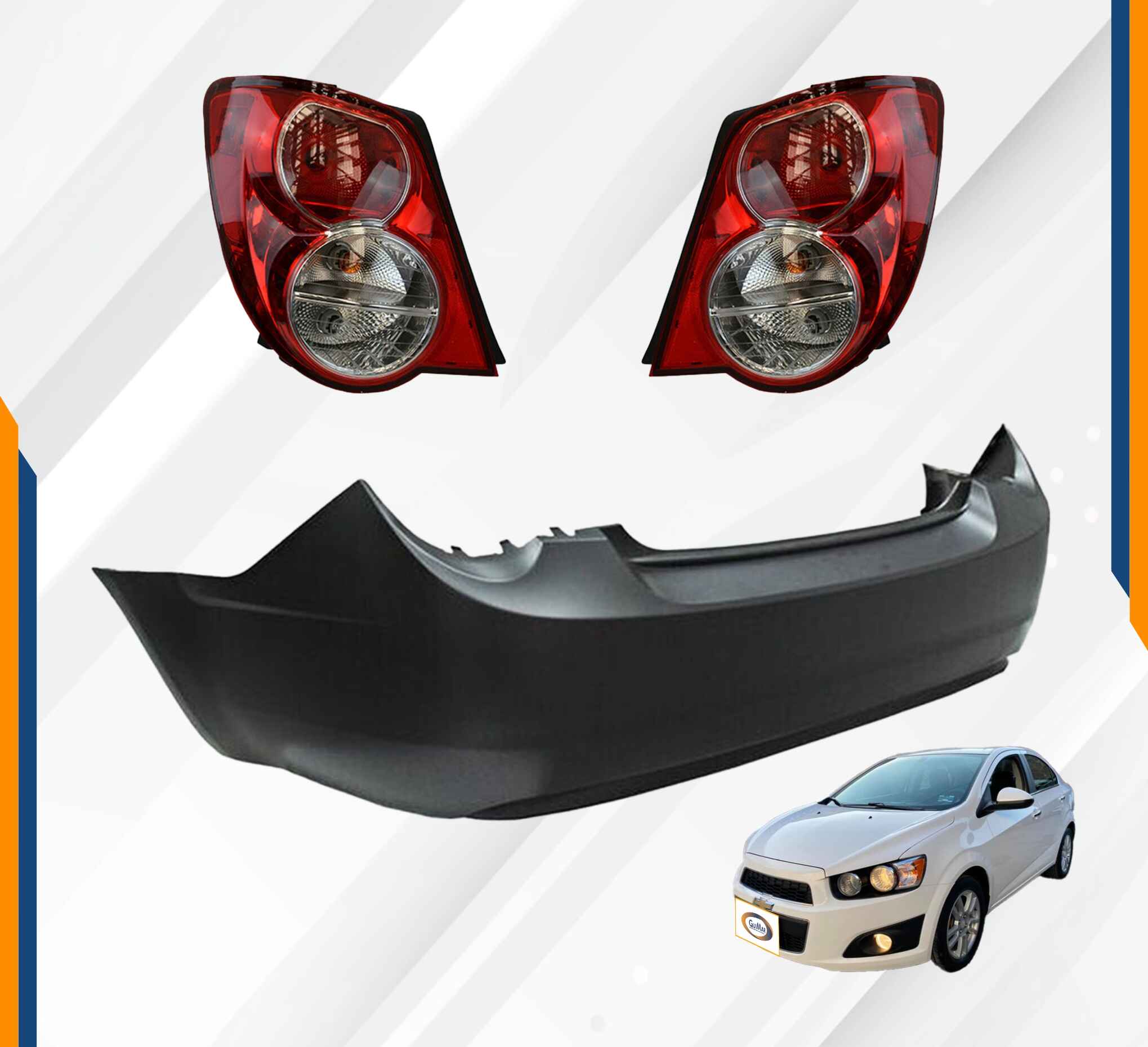Foto 2 | Facia Trasera y Calaveras para Sonic 2012 - 2016 Modelo Sedan