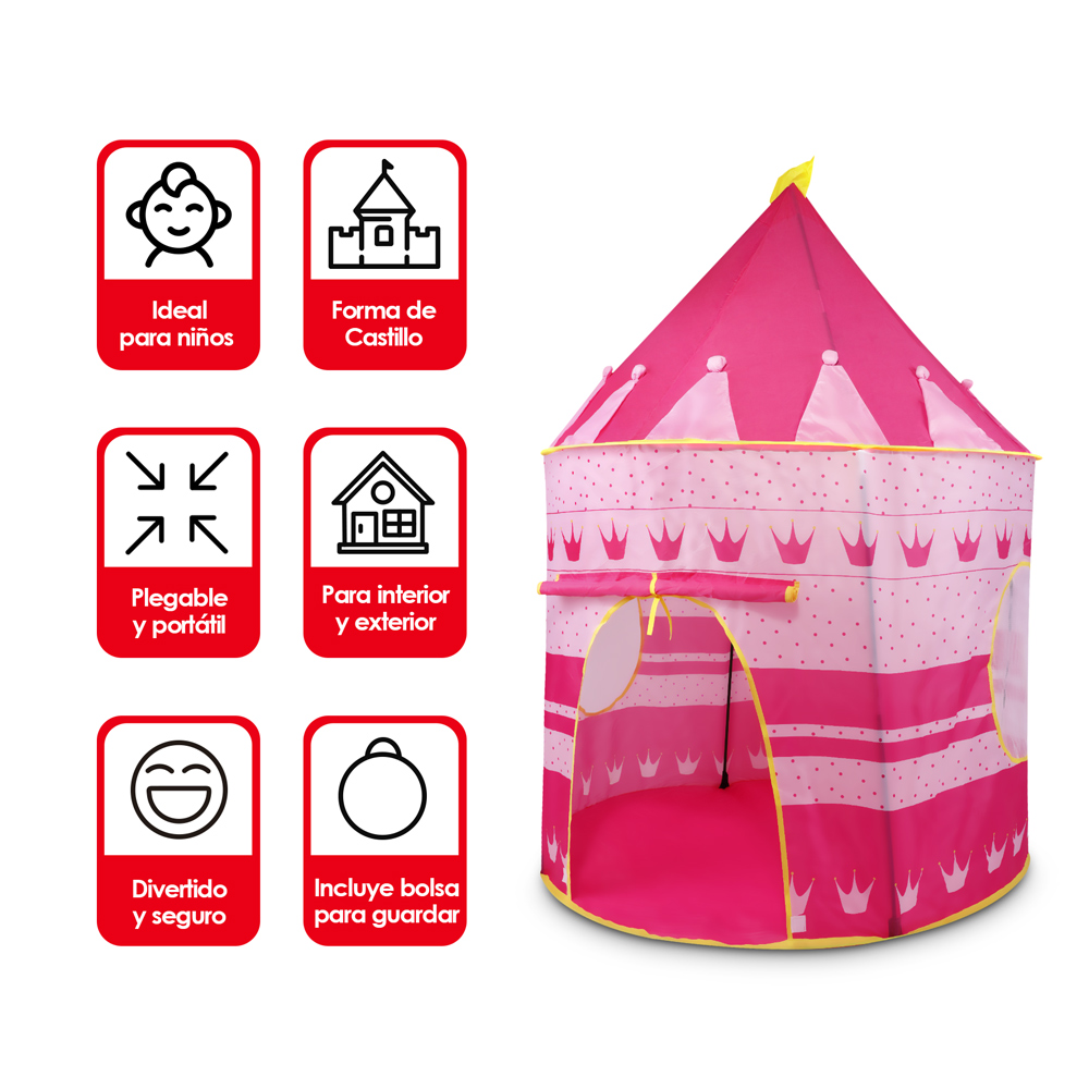 Foto 2 | Casa de Campaña Castillo para Niños Redlemon 80294 Plegable y Portátil color Rosa
