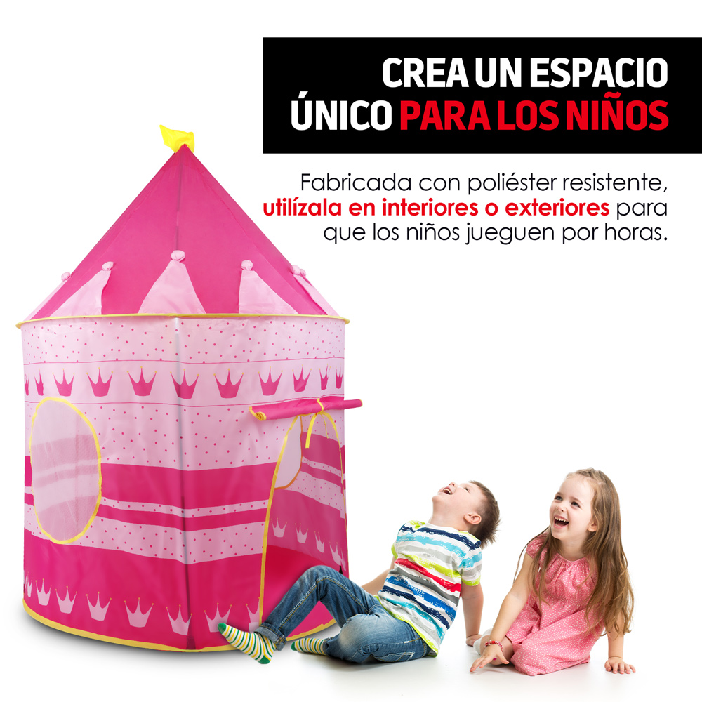 Foto 3 | Casa de Campaña Castillo para Niños Redlemon 80294 Plegable y Portátil color Rosa