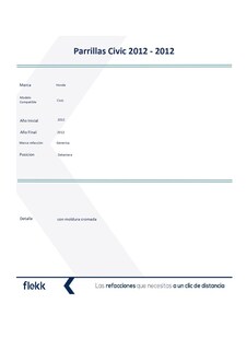 Foto 2 | Parrillas, Marco Y Molduras De Parrilla, Honda Civic, 2012