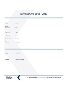 Foto 2 | Parrillas, Marco Y Molduras De Parrilla, Honda Civic, Derecha, 2012 Al 2013