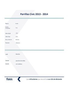 Foto 2 | Parrillas, Marco Y Molduras De Parrilla, Honda Civic, Derecha, 2013 Al 2014