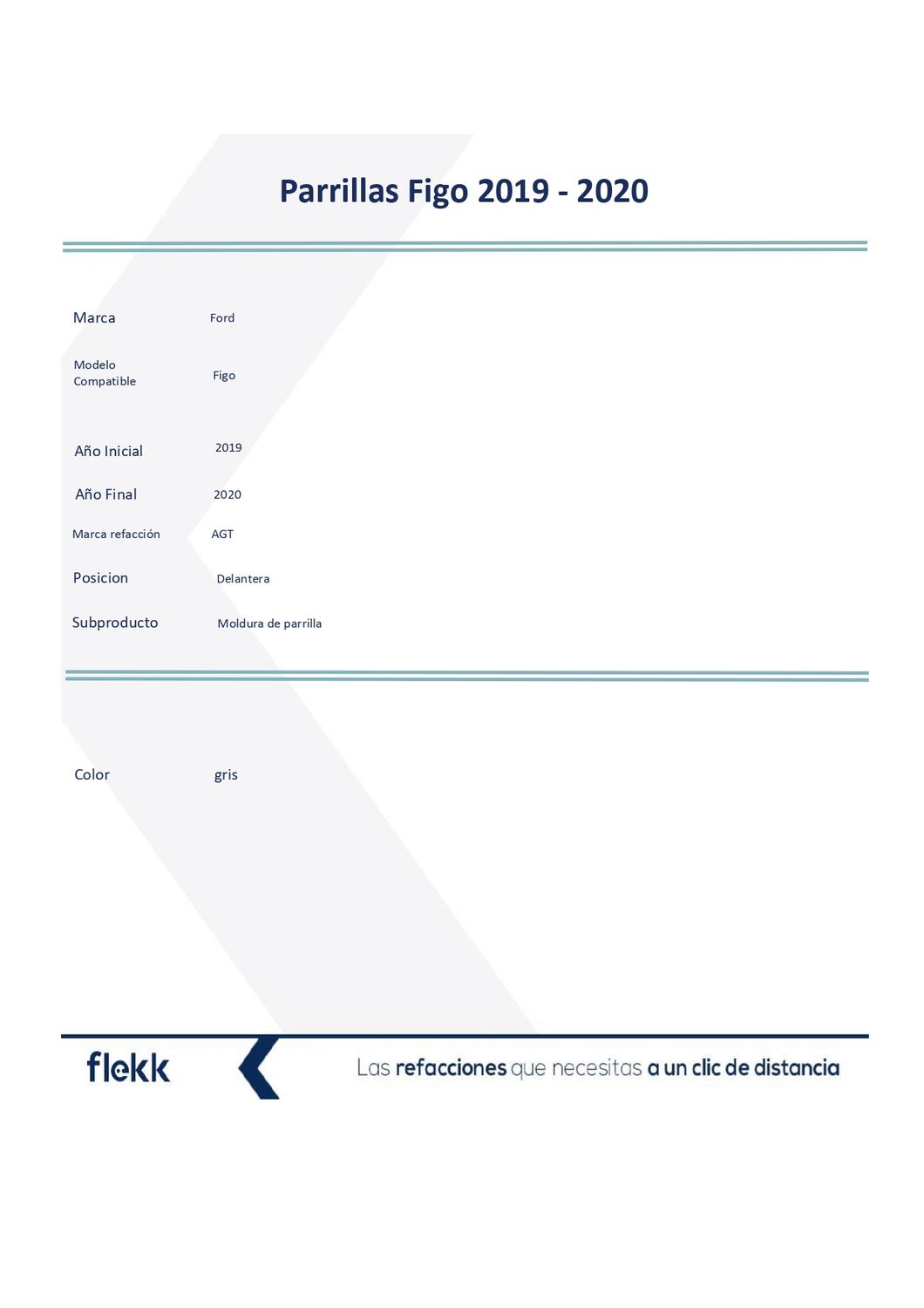 Foto 3 pulgar | Parrillas, Marco Y Molduras De Parrilla, Ford Figo, 2019 Al 2020