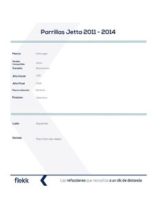 Foto 2 | Parrillas, Marco Y Molduras De Parrilla, Volkswagen Jetta, Izquierda, 2011 Al 2014