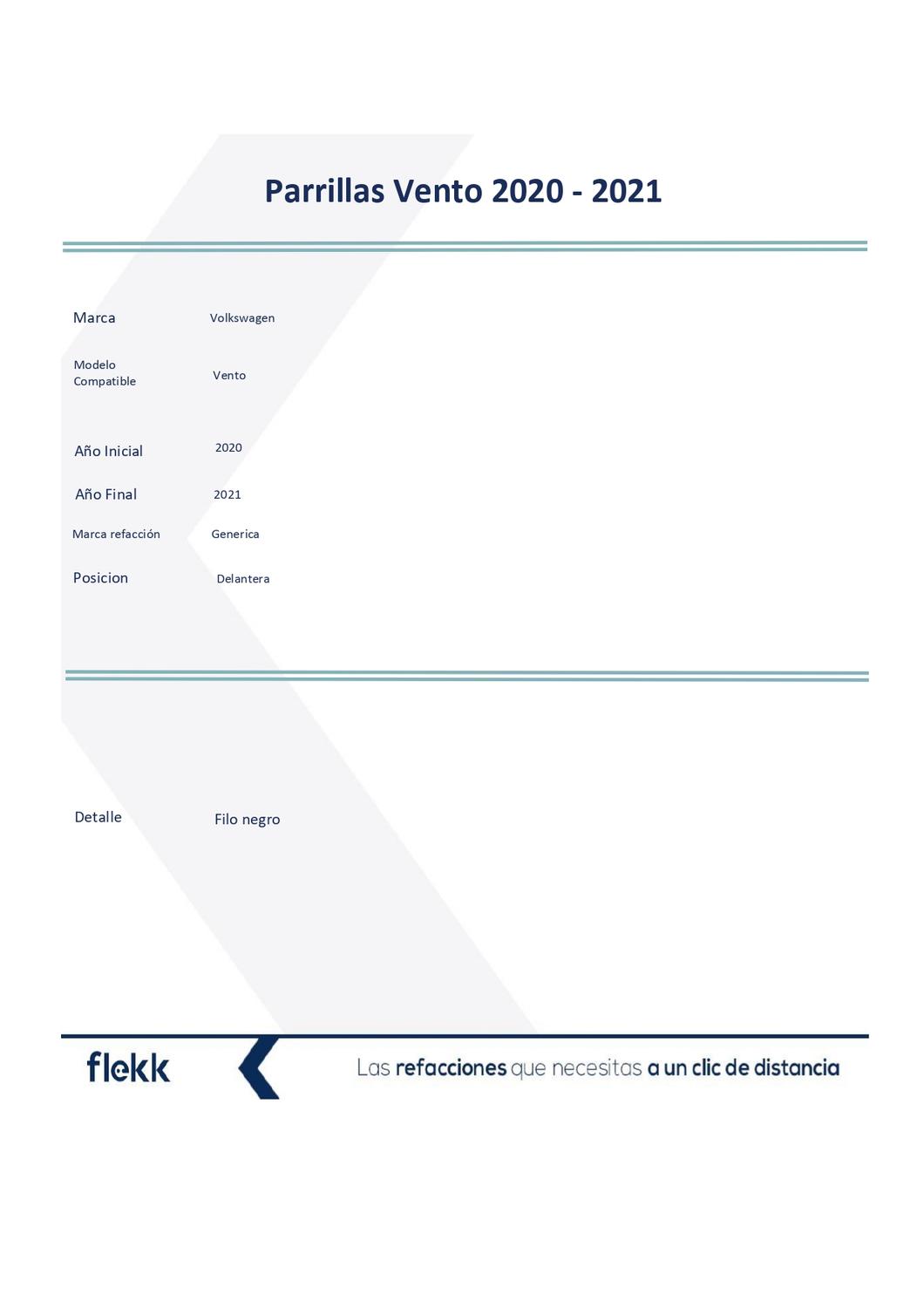 Foto 3 pulgar | Parrillas, Marco Y Molduras De Parrilla, Volkswagen Vento, 2020 Al 2021