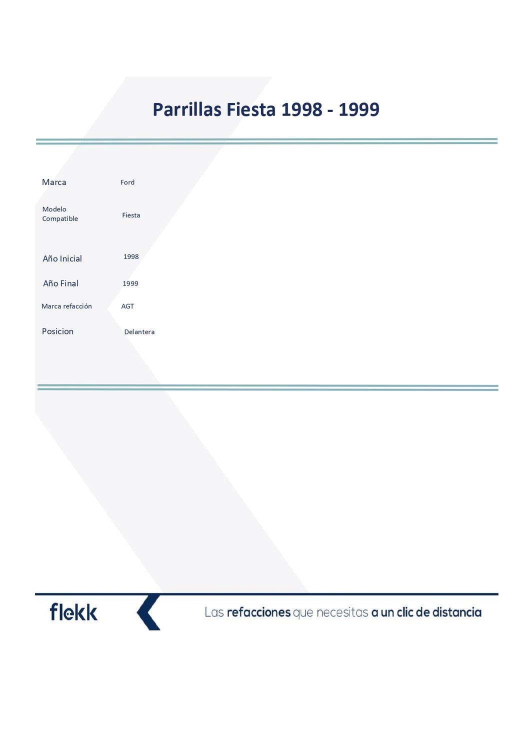 Foto 3 pulgar | Parrillas, Marco Y Molduras De Parrilla, Ford Fiesta, 1998 Al 1999
