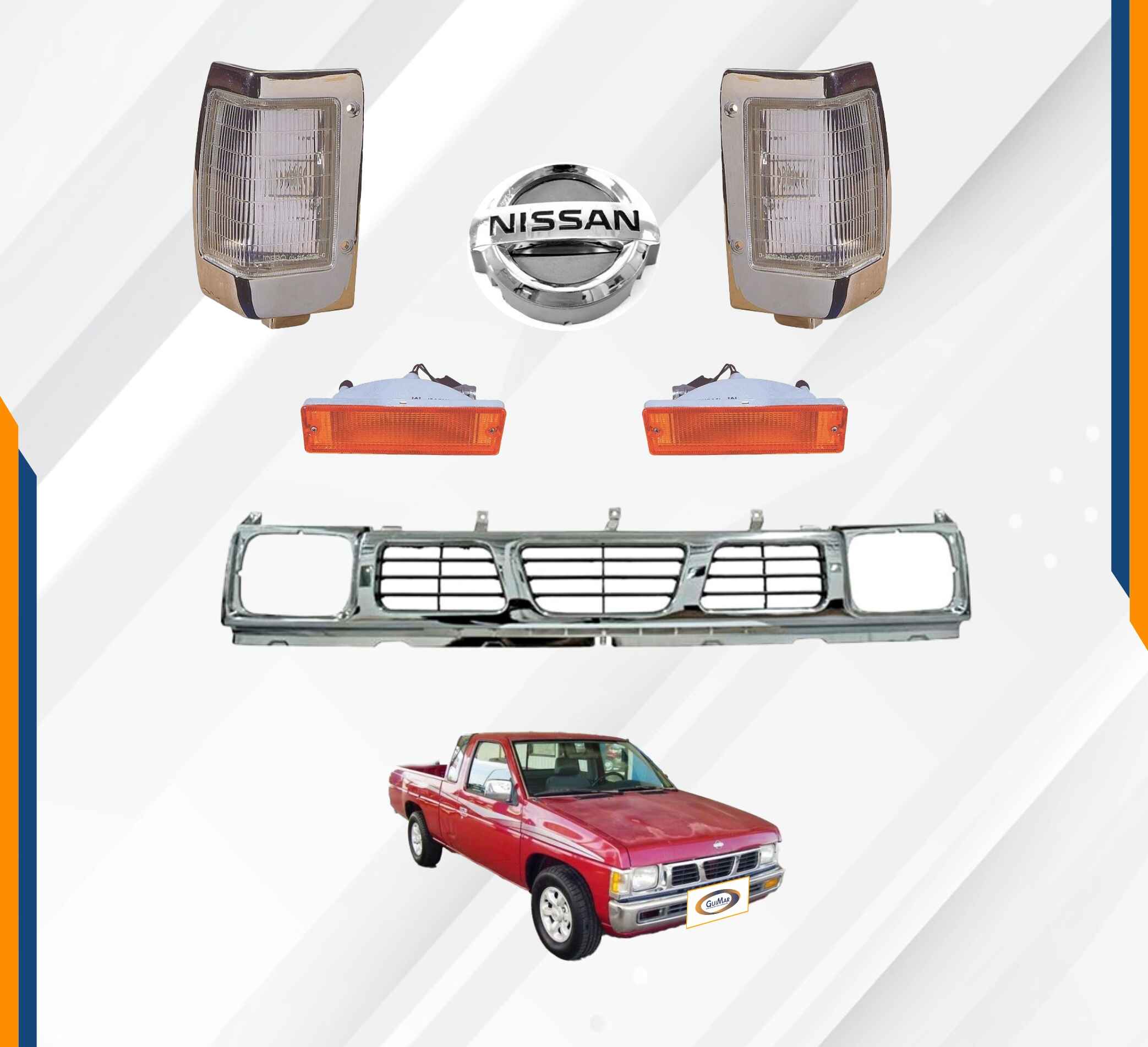 Foto 2 | Parrilla Nissan D21 Cromada Con Cuartos Y Logo