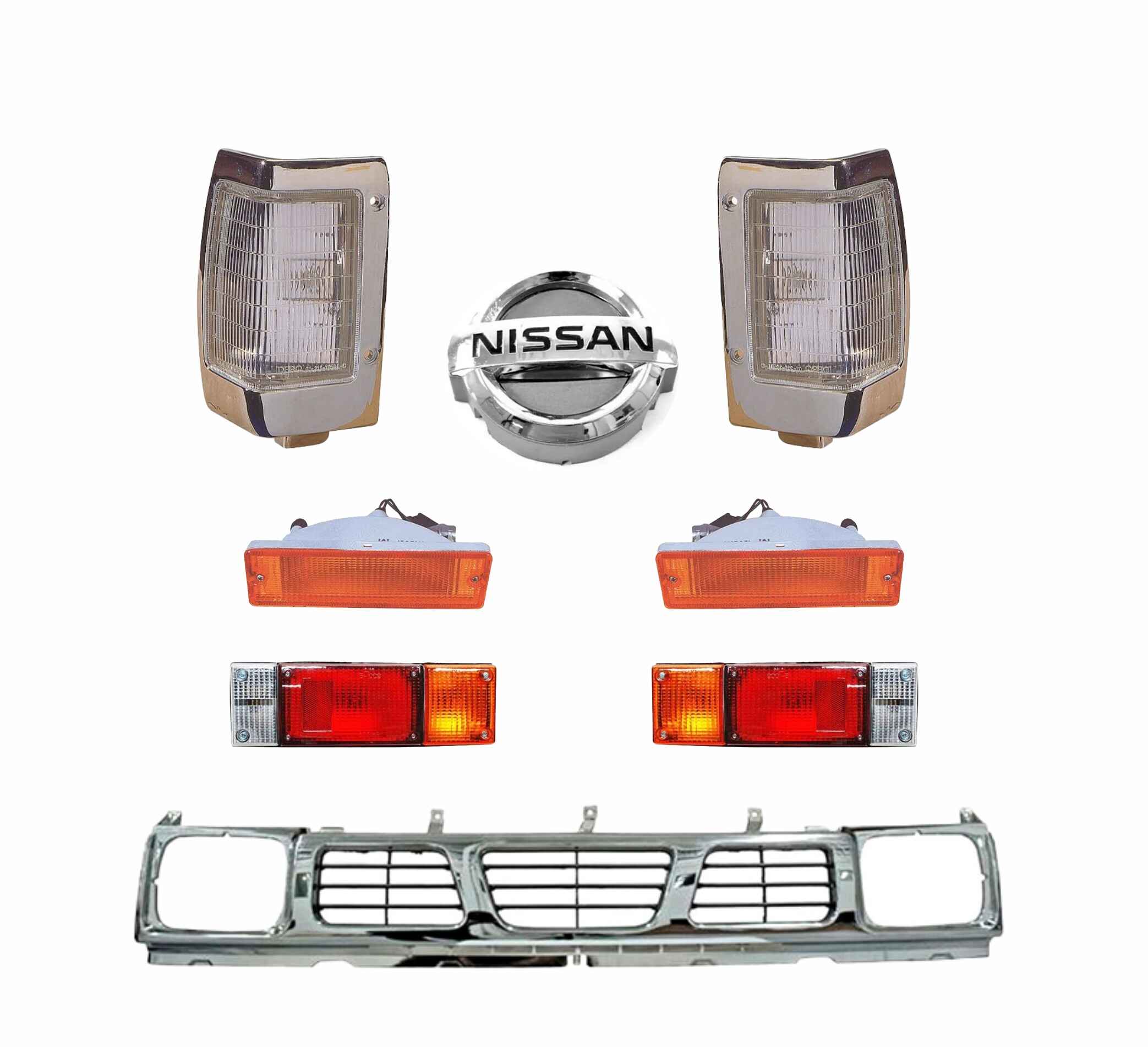 Parrilla Nissan D21cromada  Estaquitas Con Cuartos Y Calaveras