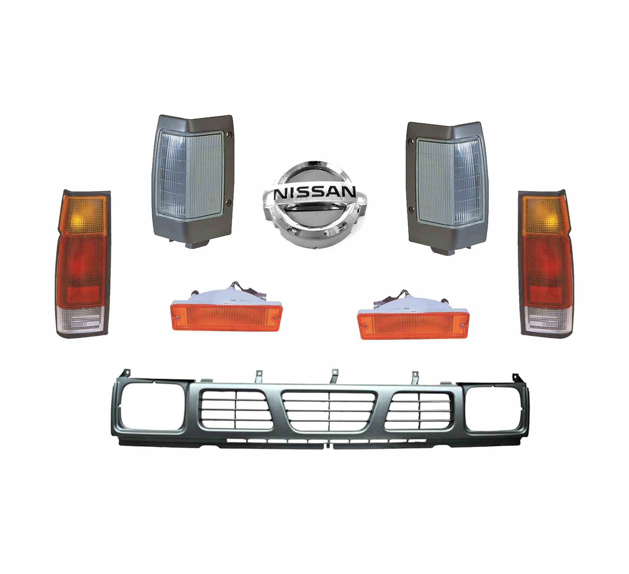 Parrilla Nissan D21 Con Cuartos Calaveras  Y Logo