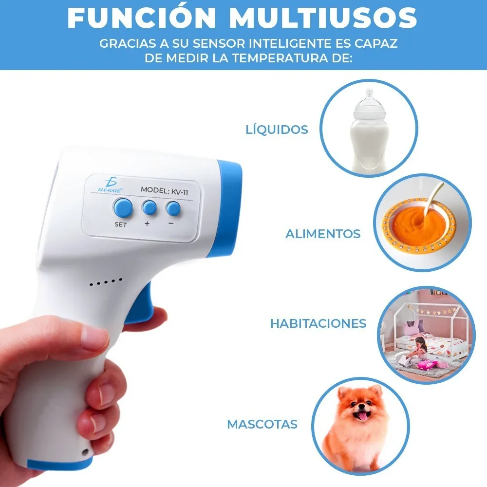 Foto 4 pulgar | Termómetro Infrarrojo para Frente Sin Contacto color Blanco con Azul