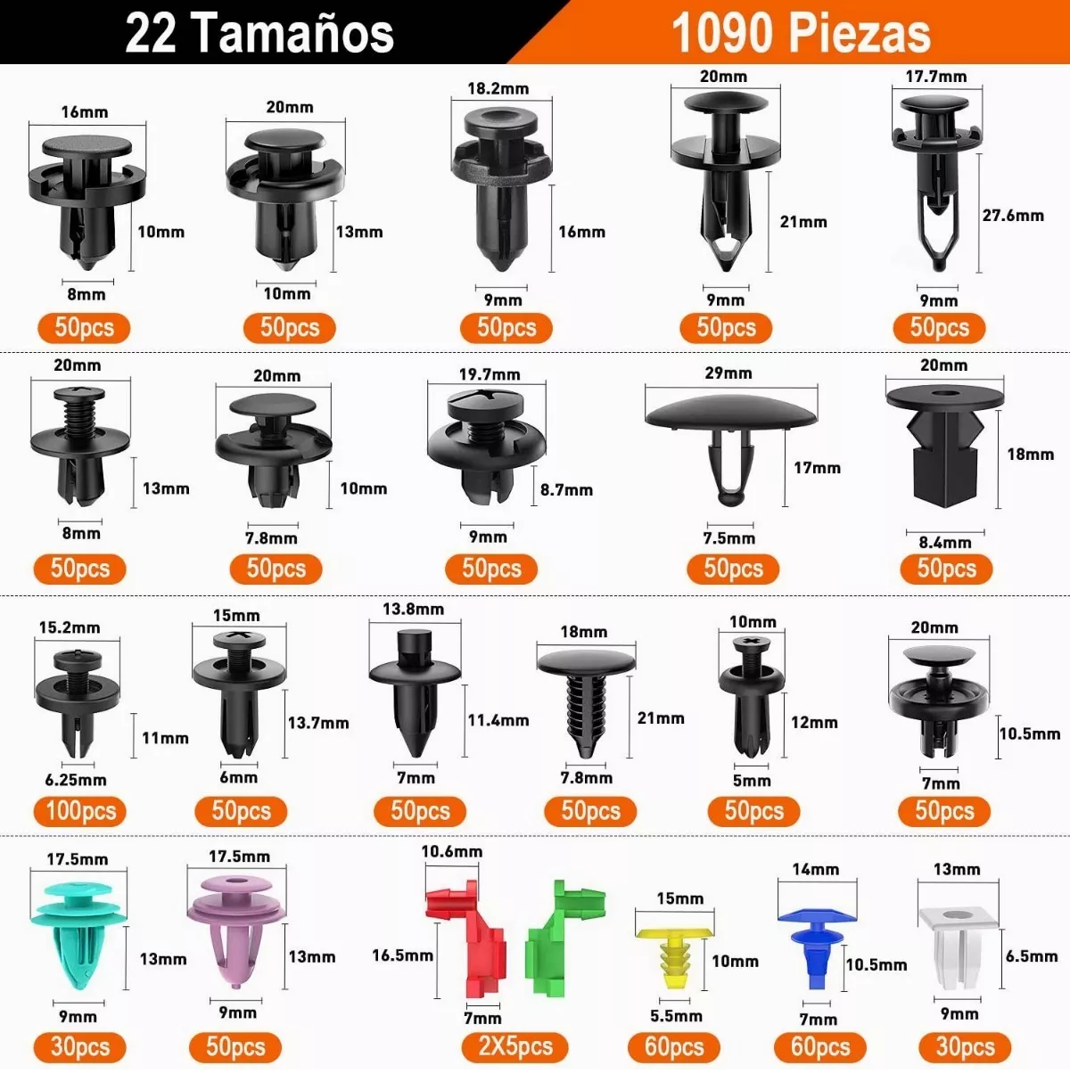 Foto 3 pulgar | Set Grapas Automotrices Eo Safe Importsesi-7298 Multicolor 1211 PZAS con Quita Grapas