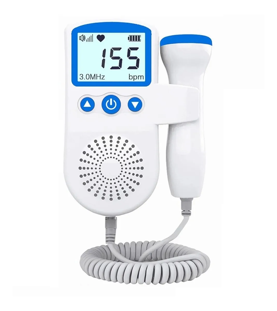 Monitor para Bebé con Detector de Frecuencia Cardíaca Fetal Portátil Malubero color Azul con Blanco