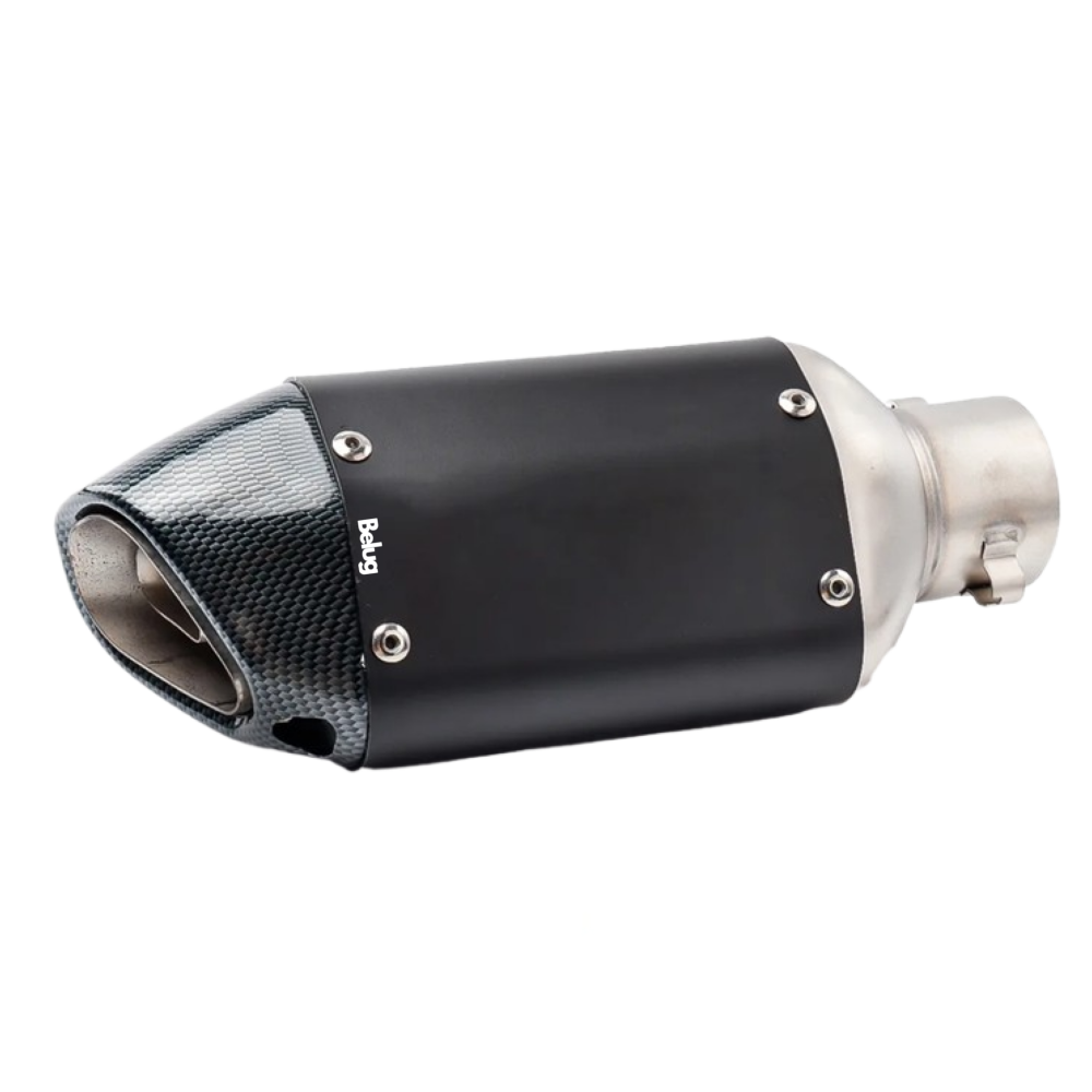 Tubo Silenciador De Escape Para Motocicleta De Acero Inoxidable Belug. Plata Con Negro
