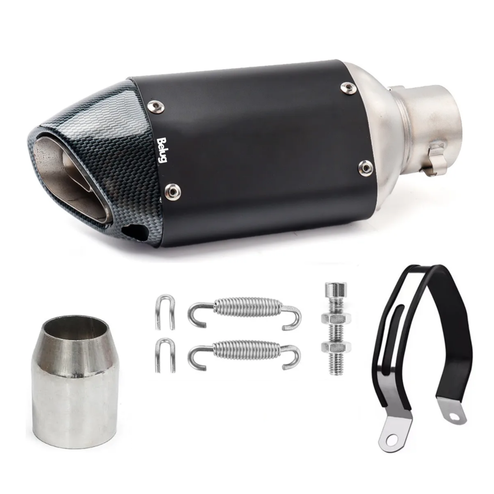 Foto 2 | Tubo Silenciador De Escape Para Motocicleta De Acero Inoxidable Belug. Plata Con Negro