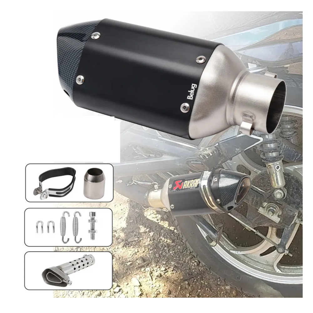 Foto 5 | Tubo Silenciador De Escape Para Motocicleta De Acero Inoxidable Belug. Plata Con Negro