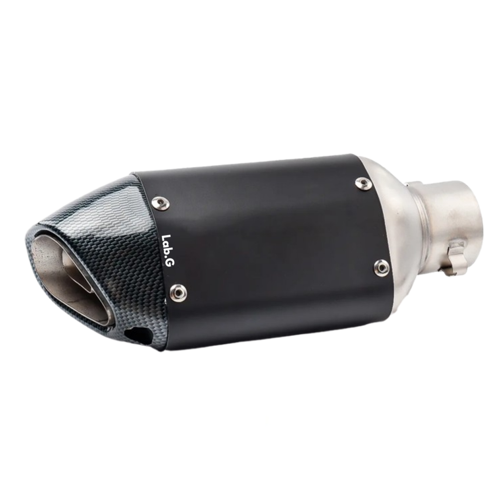 Tubo Silenciador De Escape Para Motocicleta De Acero Inoxidable Lab.g. Plata Con Negro