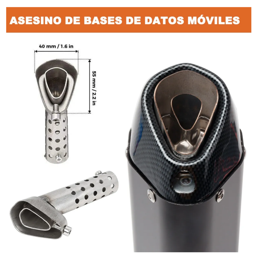 Foto 5 pulgar | Tubo Silenciador De Escape Para Motocicleta De Acero Inoxidable Lab.g. Plata Con Negro