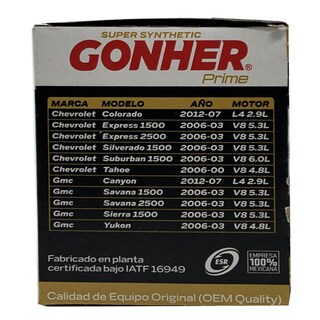 Foto 2 | Filtro De Aceite Sintético Gonher Prime Gps-44