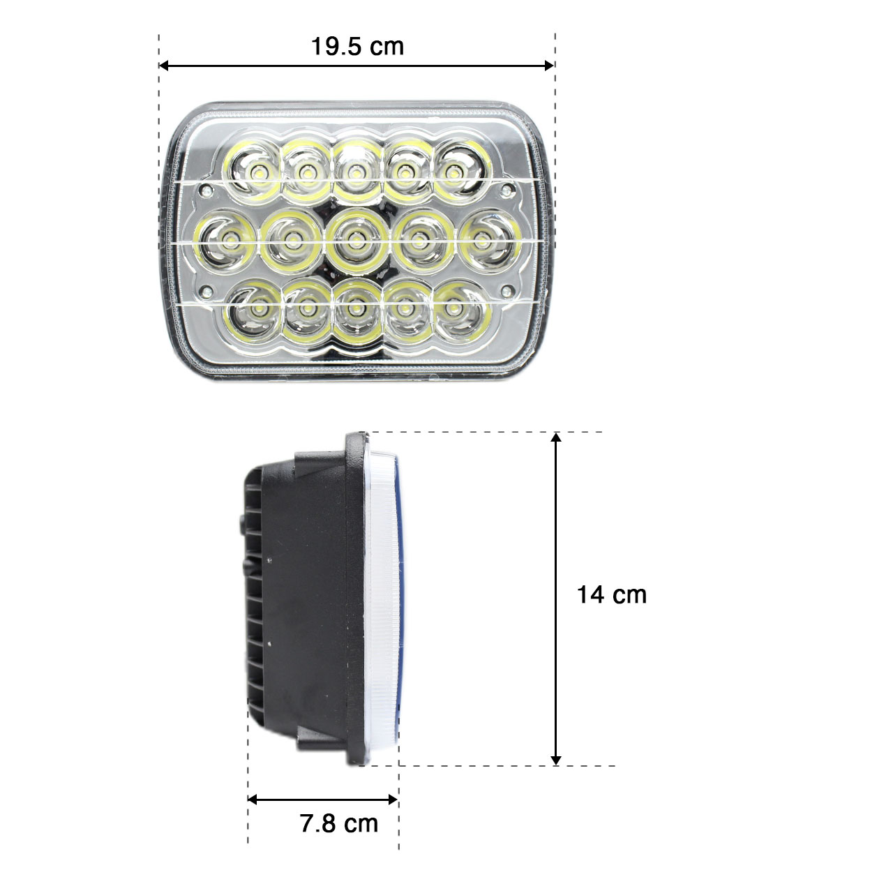 Foto 3 pulgar | 2 Faros Unidad Cuadrada Rectangular 15 Leds 5x7 Alta/baja