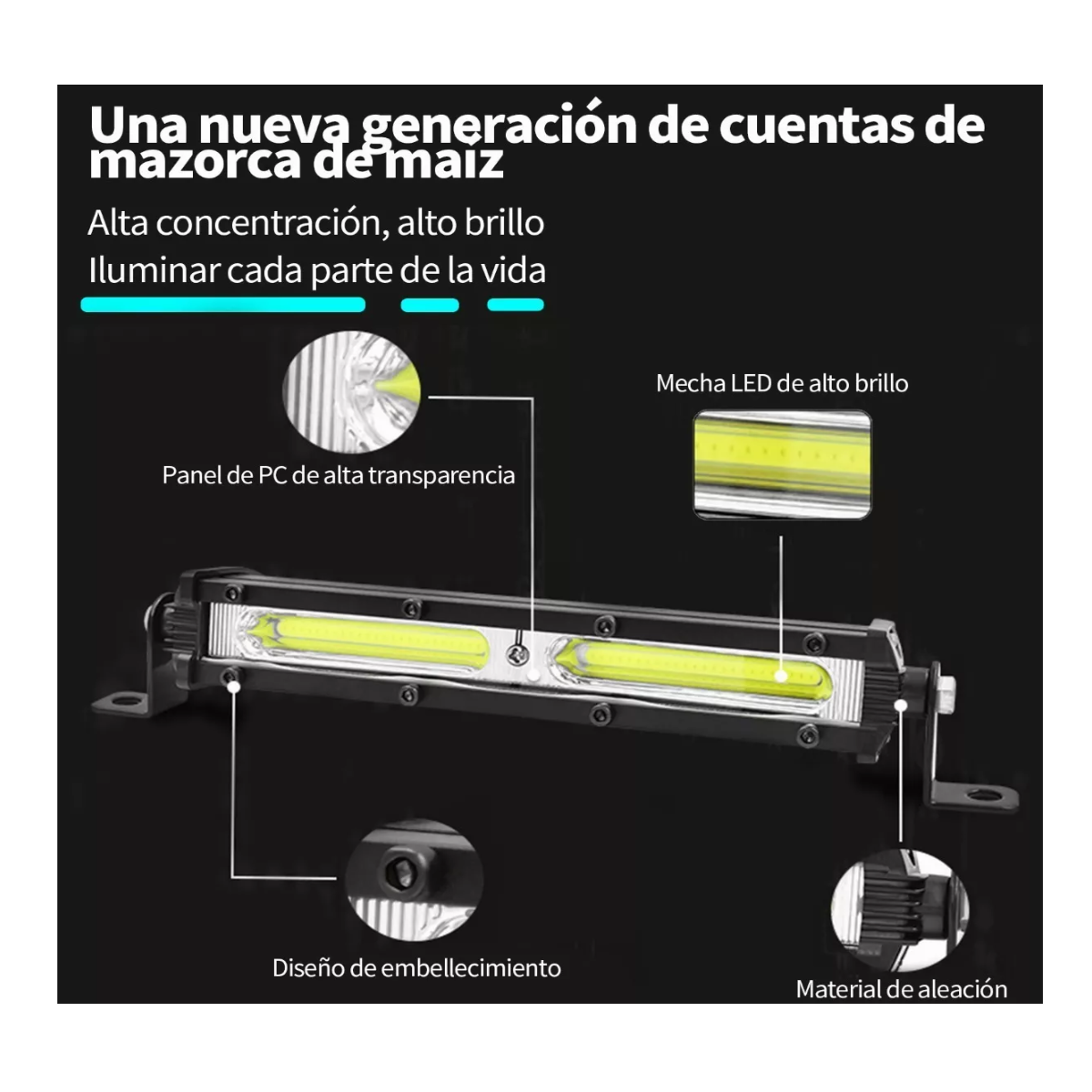 Foto 3 pulgar | Par de Faros Barras 36w Led Auxiliares 7'' Auto Moto Jeep Rzr Esi-6122 color Negro