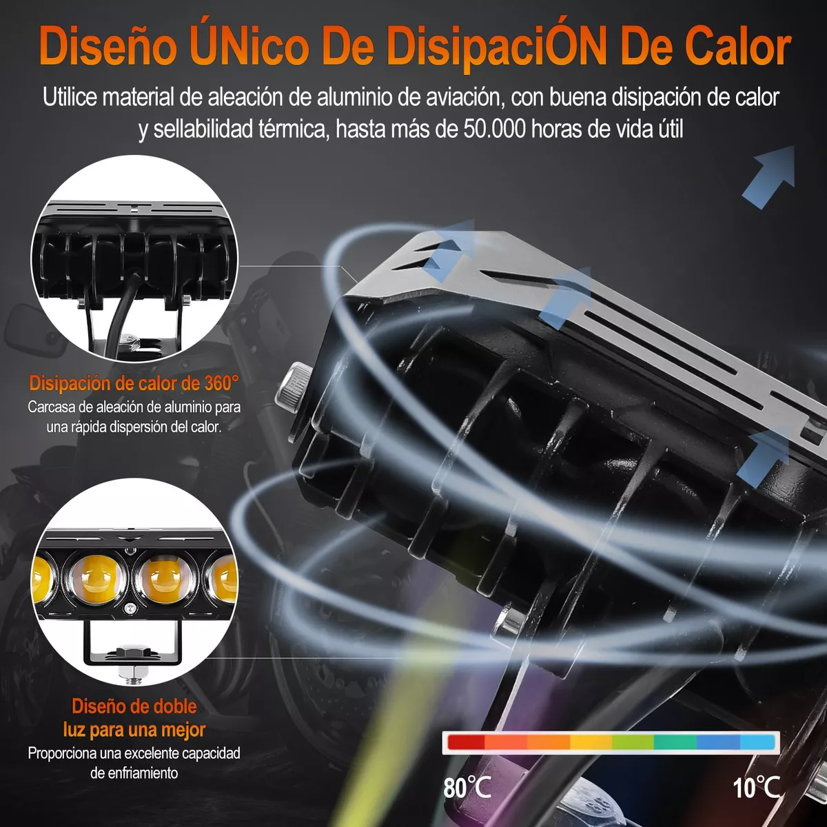 Foto 3 pulgar | Faros Auxiliares Lupa Para Auto Moto Con Estrobo 2pcs Eo Safe Imports Esi-15666 Negro