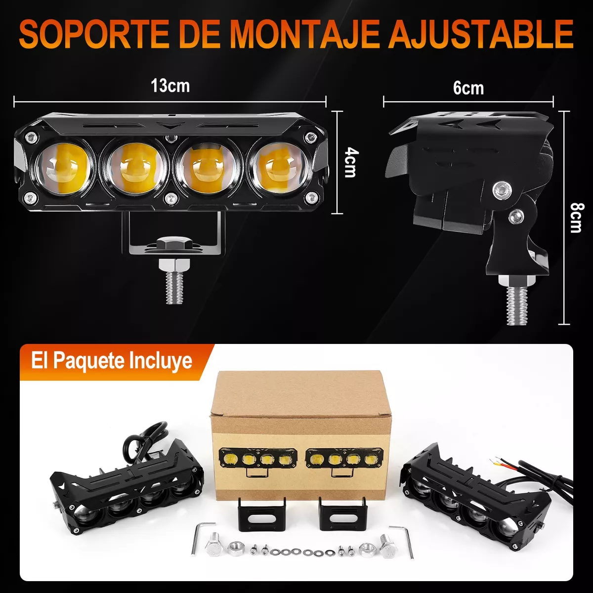 Foto 4 pulgar | Faros Auxiliares Lupa Para Auto Moto Con Estrobo 2pcs Eo Safe Imports Esi-15666 Negro