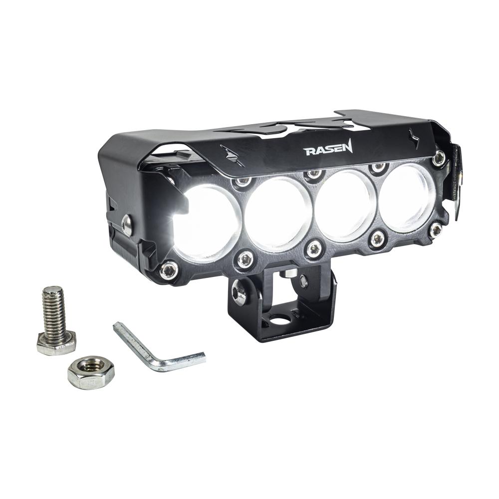 Faro Auxiliar Led Para Moto Rasen Con 4 Lupas