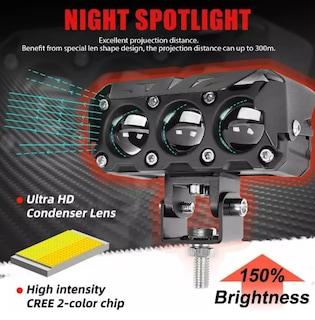 Foto 2 | Xtellar Faros Auxiliares Led 80w De Doble Color Para Automóviles Y Motos - Juego De 2