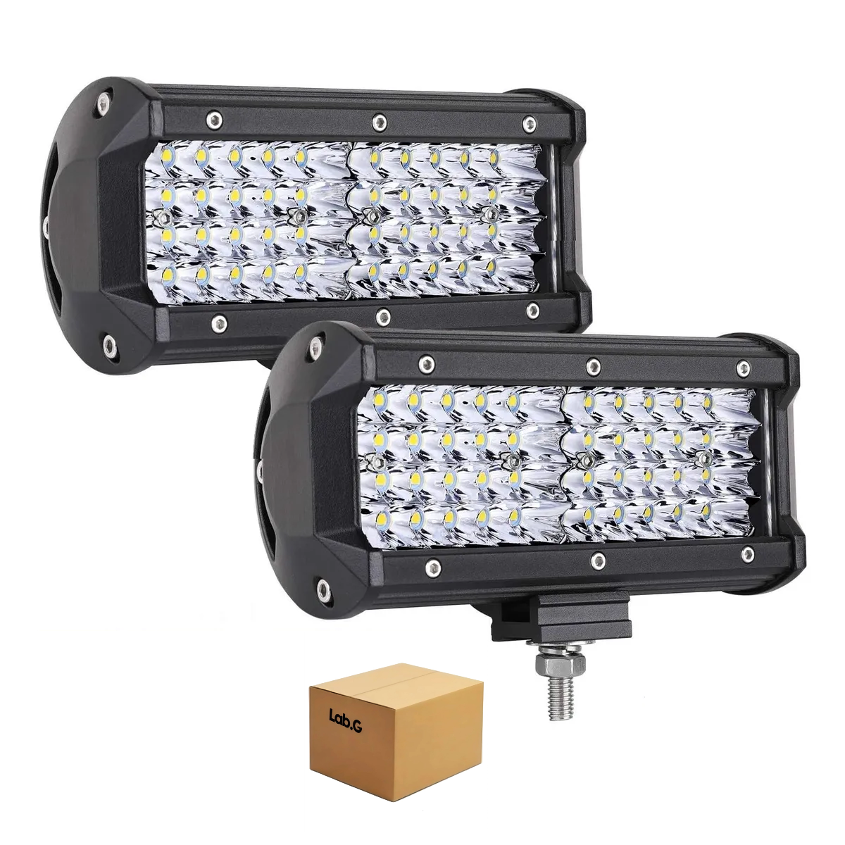 Faros Led Auxiliares   144w  1200lm Para Auto  Moto Cuadrados Lab.g Negro