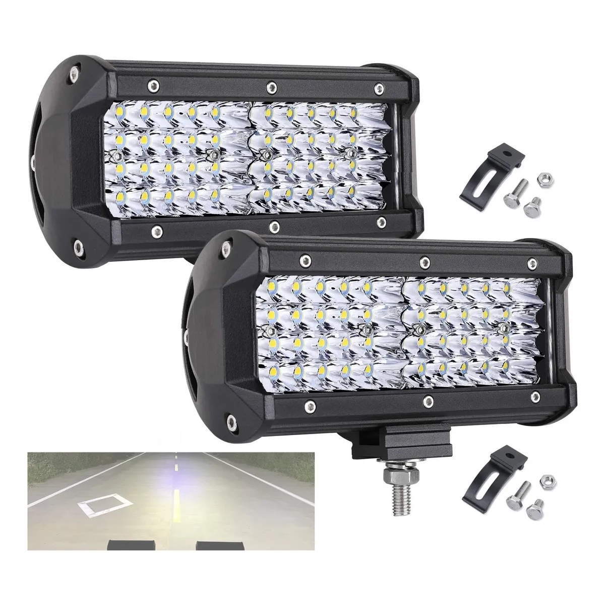 Foto 3 pulgar | Faros Led Auxiliares   144w  1200lm Para Auto  Moto Cuadrados Lab.g Negro