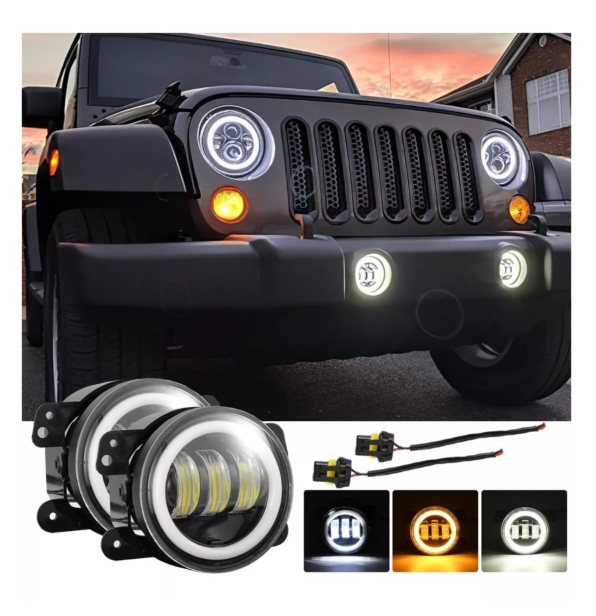 Foto 3 pulgar | Faros de Niebla LED BELUG Ojos de Ángel para Jeep 4 " 2 Piezas