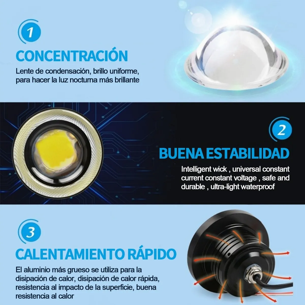 Foto 3 | Faros Led Antiniebla Eo Safe Imports ESI-6549 Multicolor 1 Par