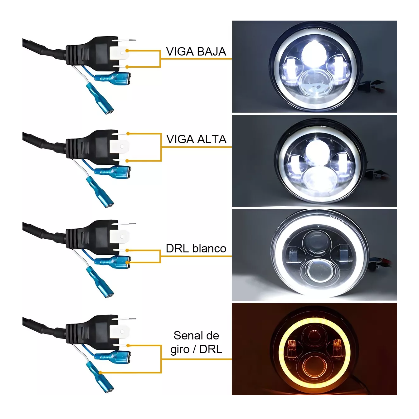 Foto 3 | Faros Delanteros Led H4 Halo de Ángel para Wrangler Jeep Vocho