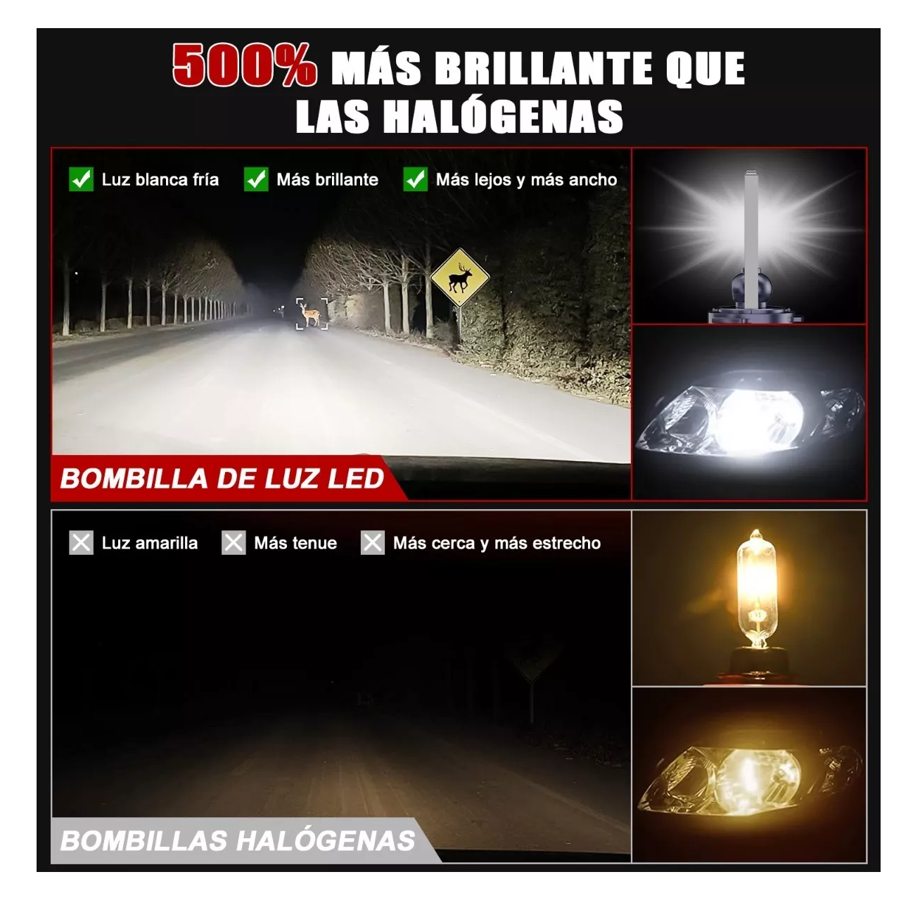 Foto 4 pulgar | Kit de Faros Led BELUG color Negro para Auto 24000lm H11 Luz Blanca Fría