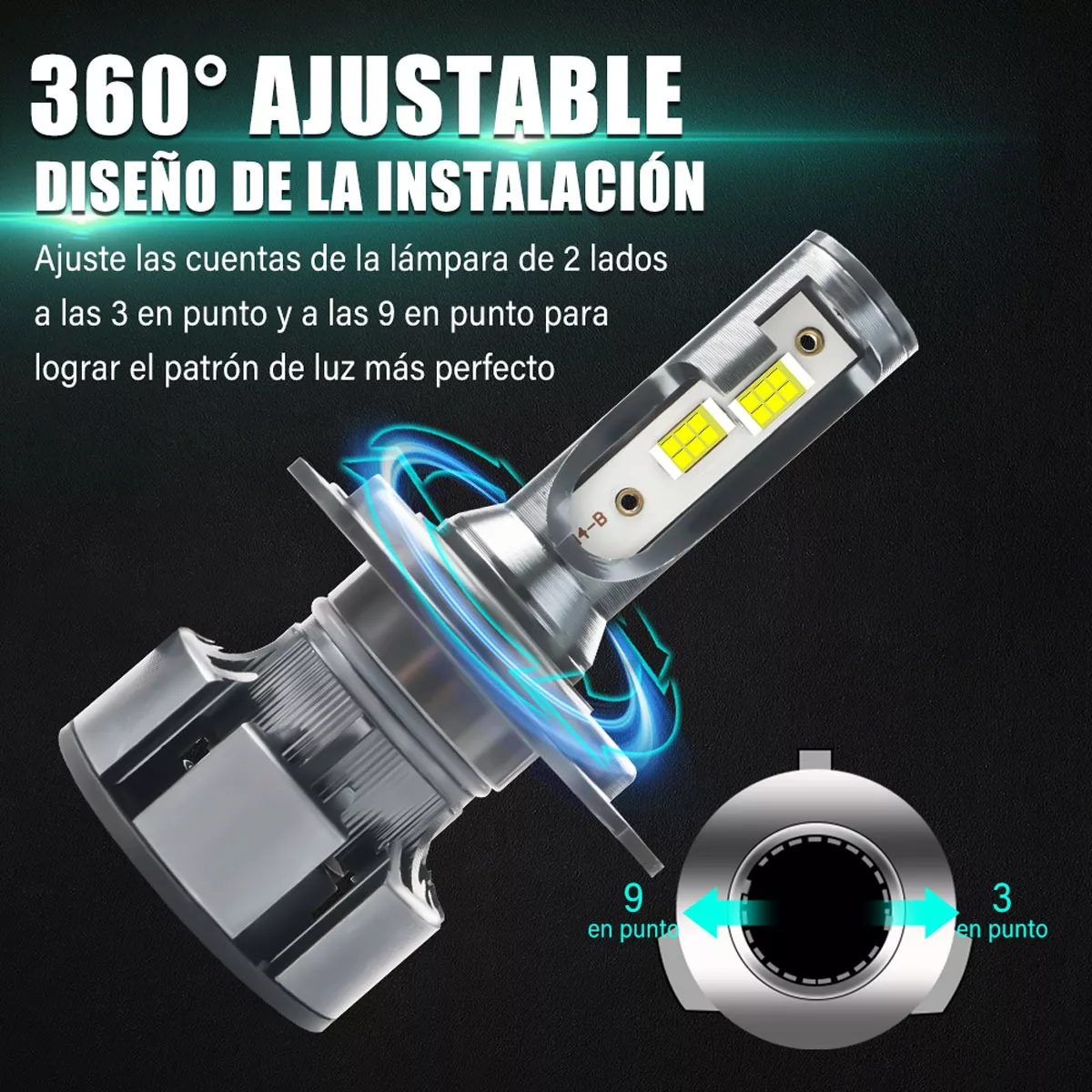 Foto 5 pulgar | Kit de Faros Led H4 Luz Alta y Baja Csp Eo Safe Imports Esi-12114 Gris