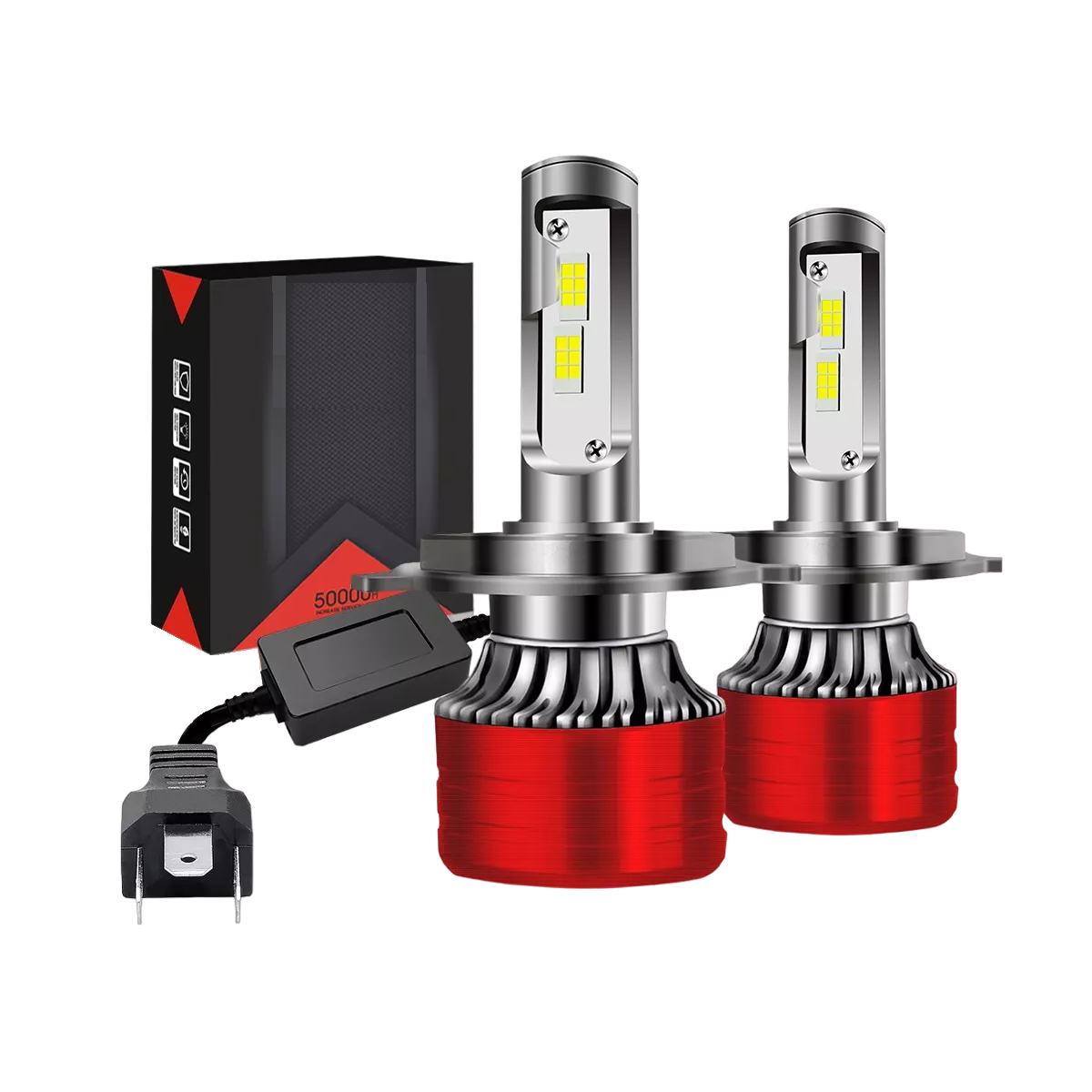 Kit de Faros Led Conector H4 Luz Alta y Baja 2 piezas Eo Safe Imports Esi-12101 Rojo