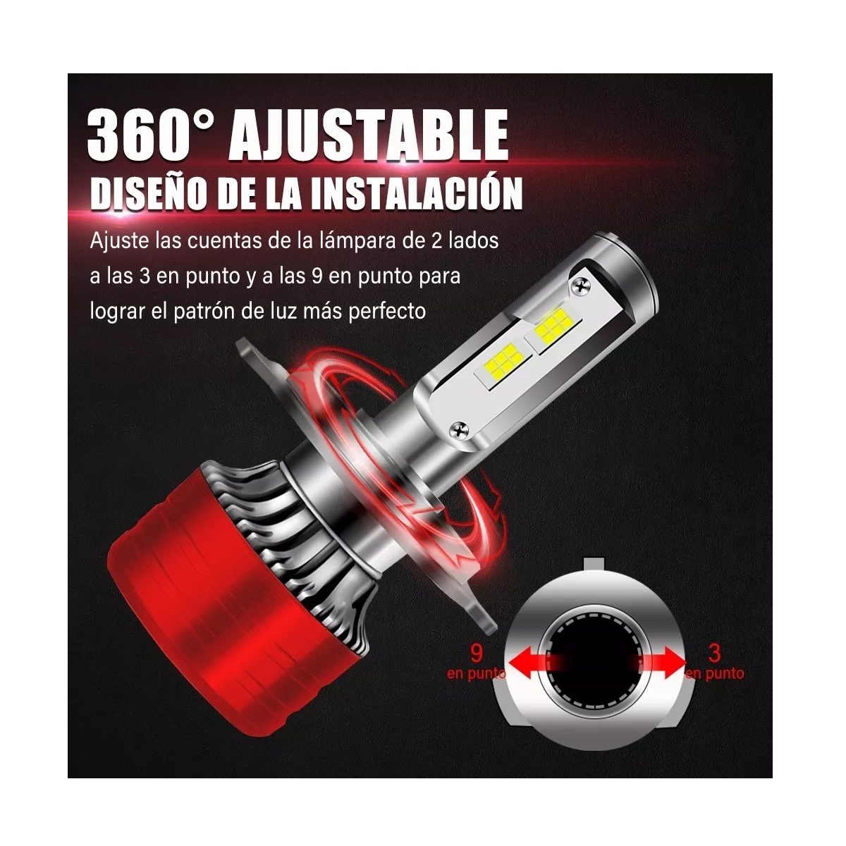 Foto 5 pulgar | Kit de Faros Led Conector H4 Luz Alta y Baja 2 piezas Eo Safe Imports Esi-12101 Rojo