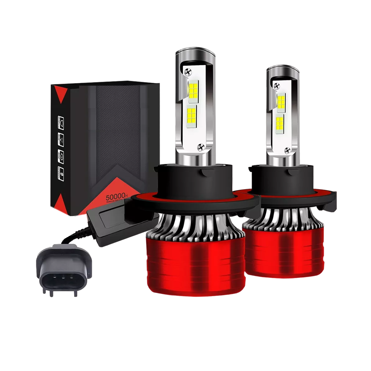 Kit de Faros Led Conector H4 Luz Alta y Baja 2 piezas Eo Safe Imports Esi-12102 Rojo