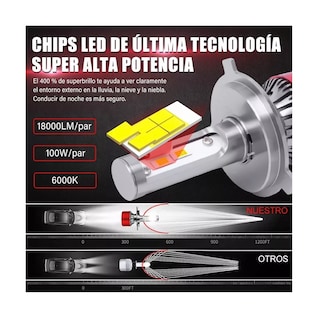 Foto 2 | Kit de Faros Led Conector H4 Luz Alta y Baja 2 piezas Eo Safe Imports Esi-12102 Rojo