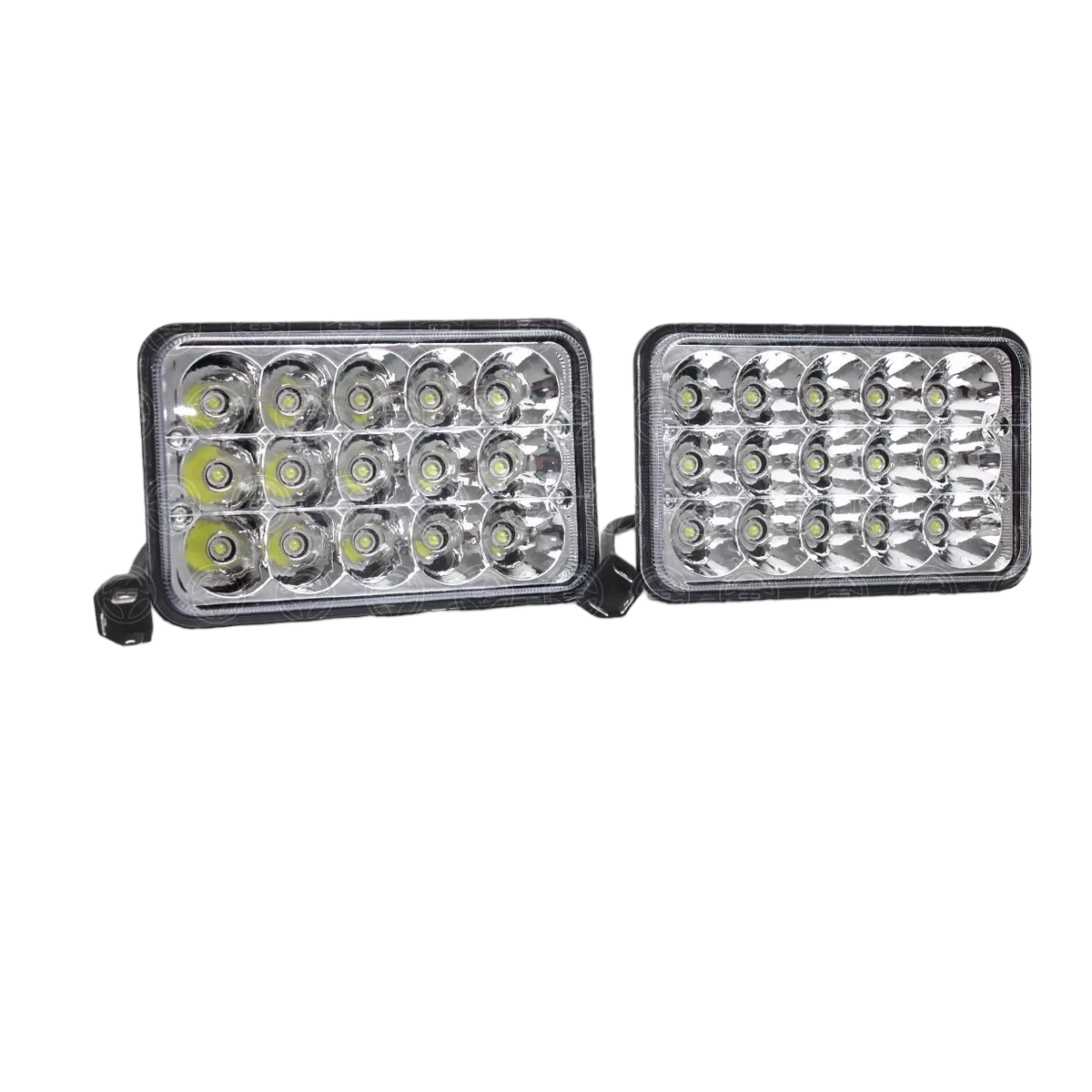 Faros Unidad Cuadrada Rectangular 15 Leds 4x6 Alta/baja F1 2 Pzs Esi-6656 color Negro