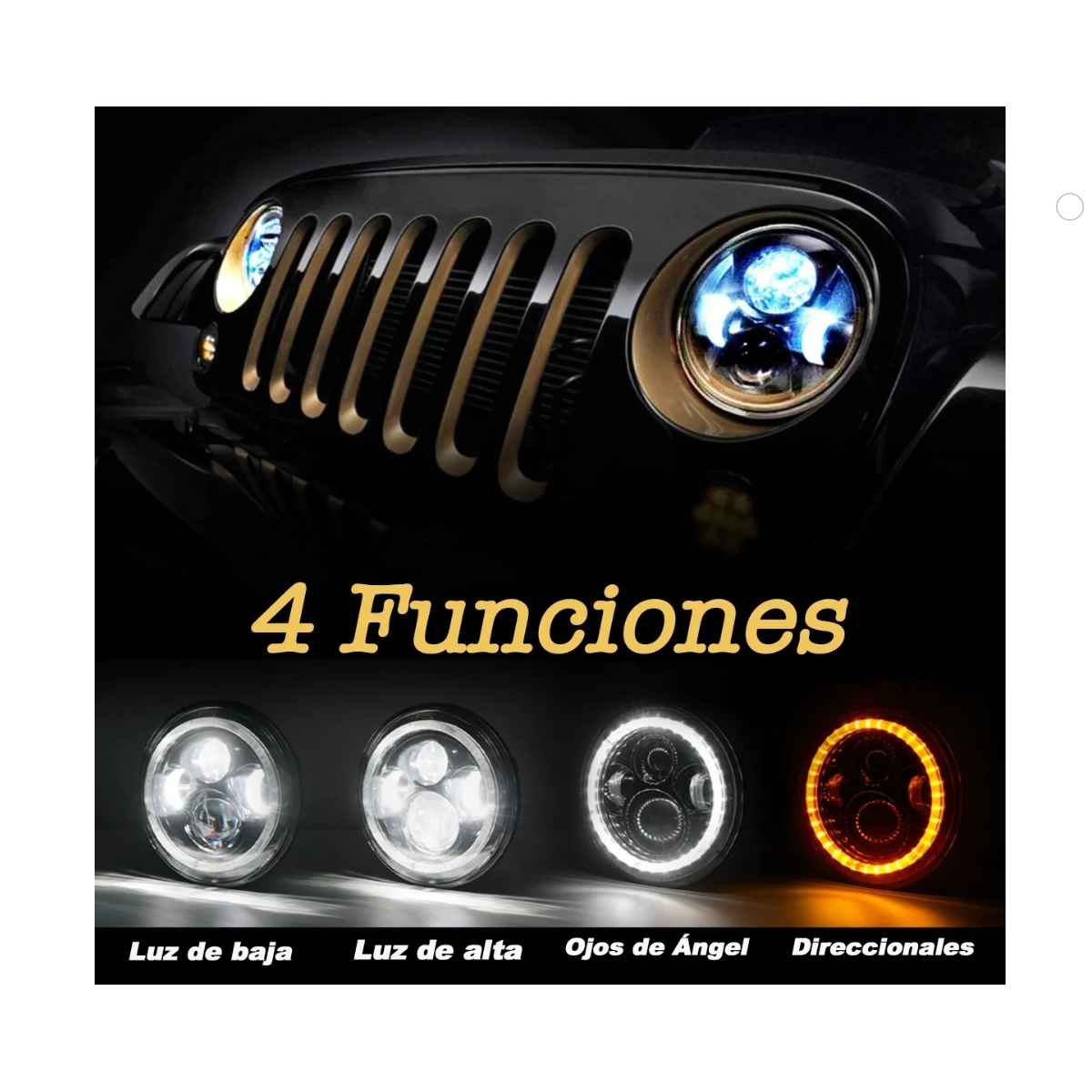 Foto 2 | Faro Led 7'' Redondo Jeep/moto | Alto/ Bajo | Ojos De Ángel Esi-6654 color Negro