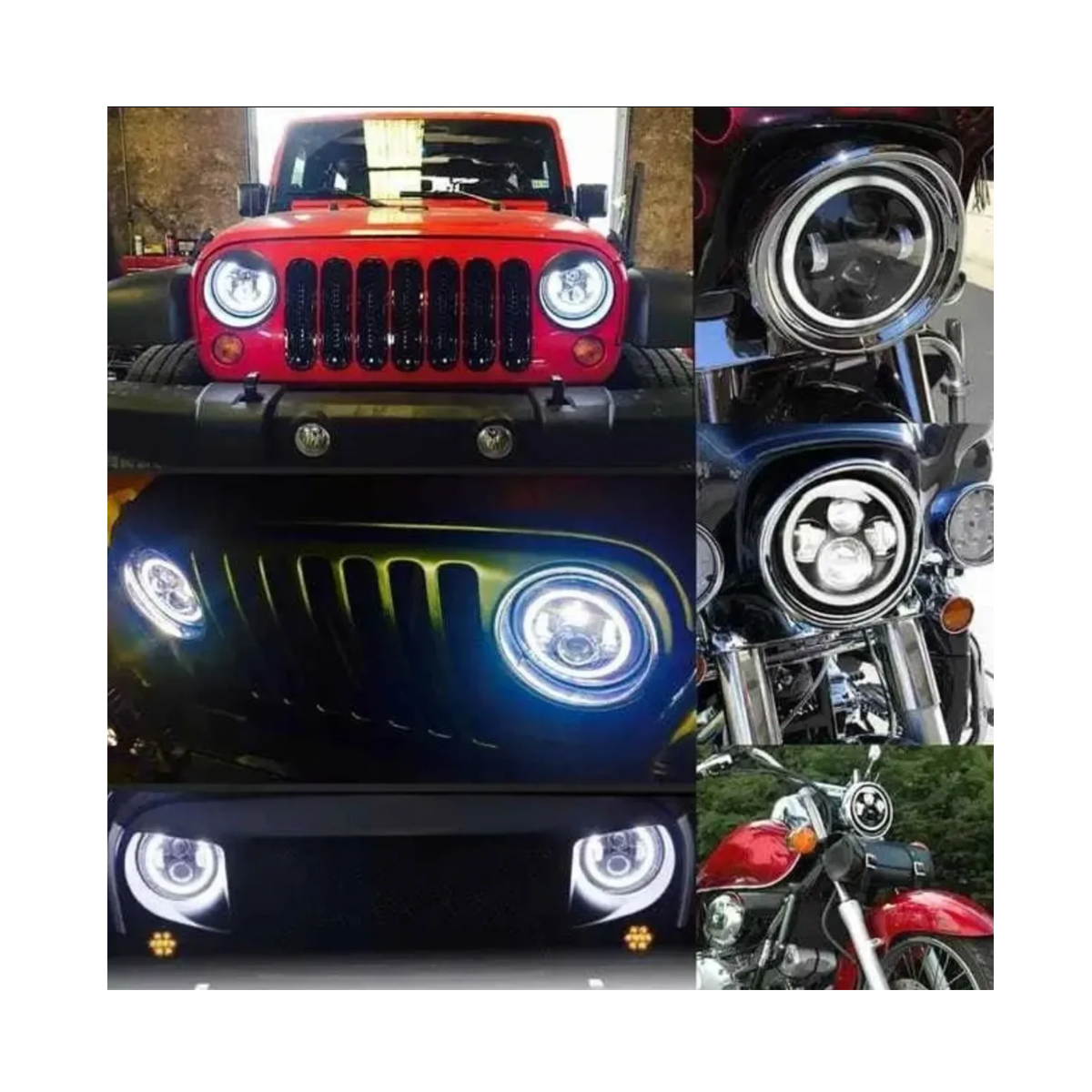 Foto 4 pulgar | Faro Led 7'' Redondo Jeep/moto | Alto/ Bajo | Ojos De Ángel Esi-6654 color Negro