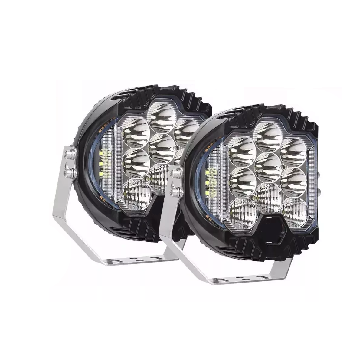 Par de Faros LED Eo Safe Imports Esi-8072 Superpotente Redondo 5'' Negro